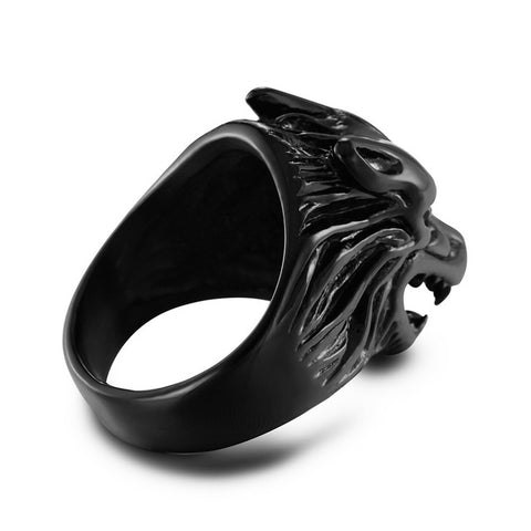 ADOMANER Men Stainless Steel Ring Gold Color Male Tungsten rings Domineering  Classic Wolf Head Ring Jewelry Dropship wholesale - Wolfmall