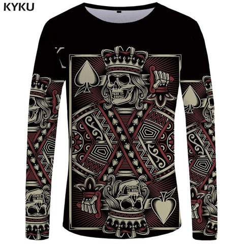 KYKU Wolf Long sleeve T shirt Flame Tops  Tees  Tshirt  3d T-shirt  Clothing Men Fashion Punk Male New - Wolfmall