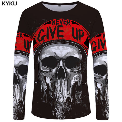 KYKU Wolf Long sleeve T shirt Flame Tops  Tees  Tshirt  3d T-shirt  Clothing Men Fashion Punk Male New - Wolfmall