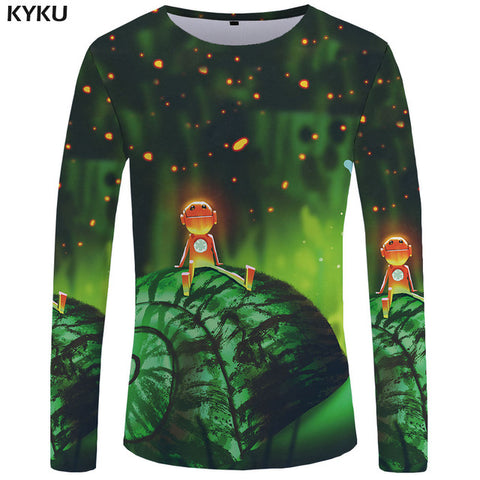KYKU Wolf Long sleeve T shirt Flame Tops  Tees  Tshirt  3d T-shirt  Clothing Men Fashion Punk Male New - Wolfmall