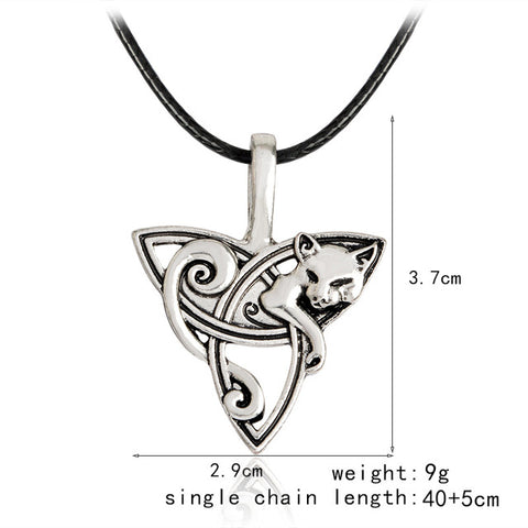 Viking style cat eagle wolf pendant necklace jewelry Norse Scandinavian animal wolf amulet necklace for Norway unisex accessor - Wolfmall