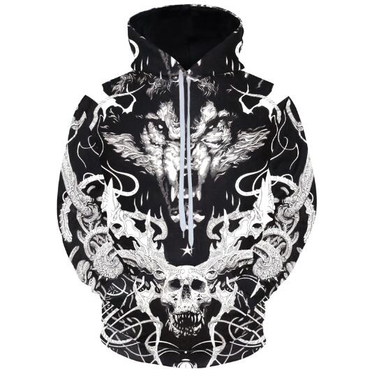 Cloudstyle Skulls And Wolf Hoodies 3D Hoodies Long Sleeve Hoody Animals Tracksuits Cool Design Pullover Men's Winter Sportswear - Wolfmall