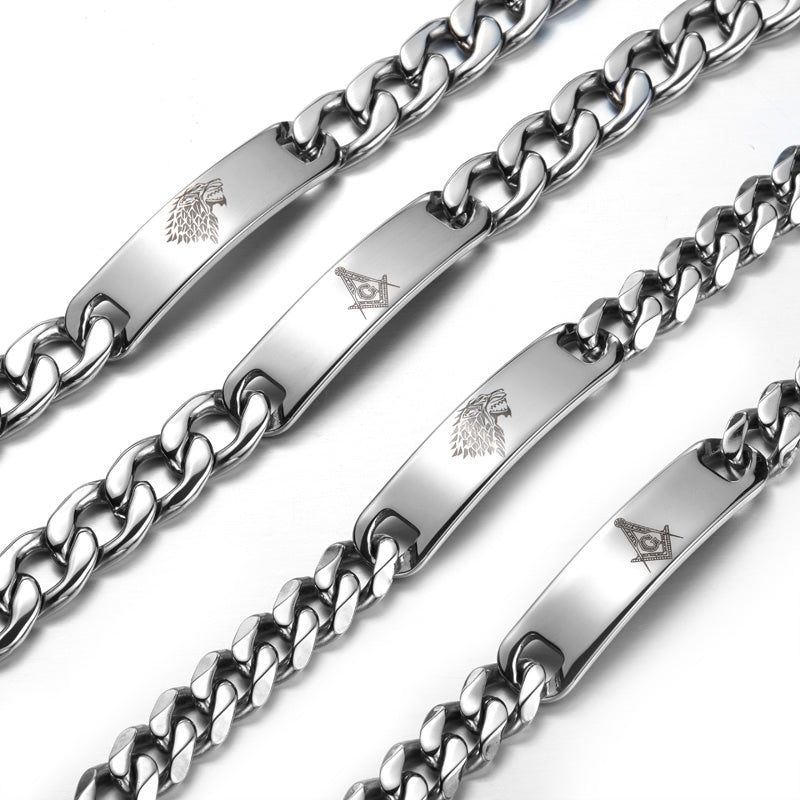 BEIER Dropshipping 316L Stainless Steel Bracelet High Polish  House Stark Wolf&Masonic Chain Bangle Fashion Jewelry BR-C034 - Wolfmall