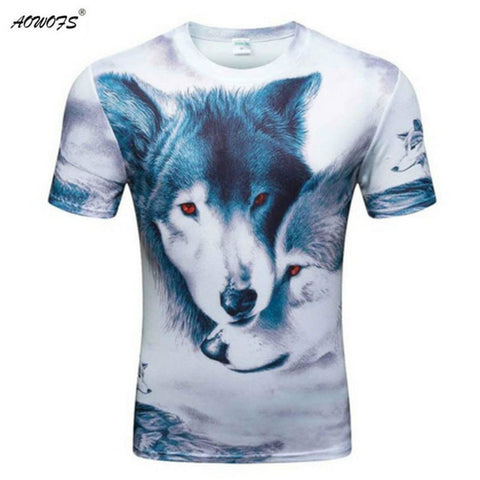 3d t shirt men 2017 summer new arrvial 3D funny wolf men's T-shirt extended plus size 4XL homme top tees wholesale - Wolfmall