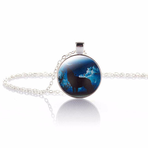 KISS WIFE 2017 Hot Fashion Wolf Moon Pendant Necklace Glass Silver Statement Chain Necklace Women Jewelry Glass Necklace - Wolfmall