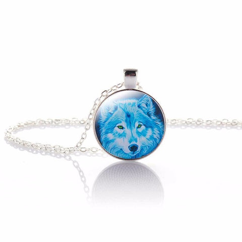 KISS WIFE 2017 Hot Fashion Wolf Moon Pendant Necklace Glass Silver Statement Chain Necklace Women Jewelry Glass Necklace - Wolfmall