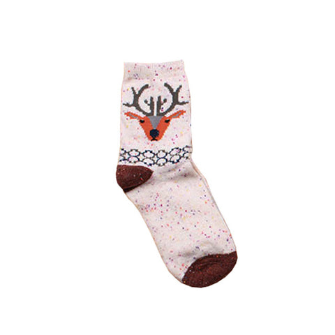 2017 New Fashhion Cute Korean Thick Wool Cotton Women Girl Crew Socks Spring And Summer Of Harajuku Animal Fox Wolf Striped Sox - Wolfmall