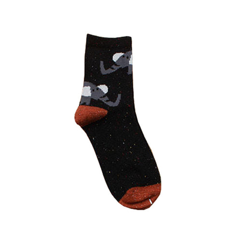 2017 New Fashhion Cute Korean Thick Wool Cotton Women Girl Crew Socks Spring And Summer Of Harajuku Animal Fox Wolf Striped Sox - Wolfmall