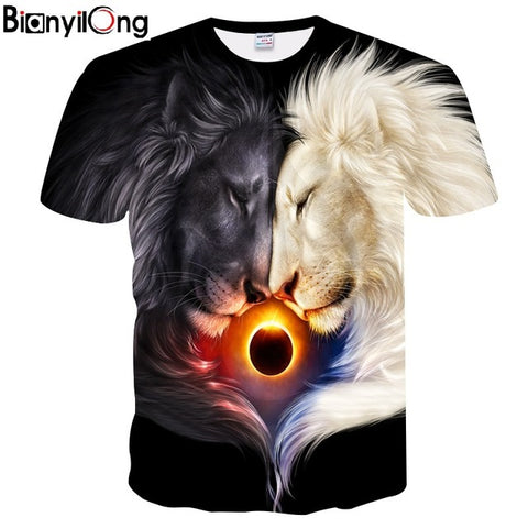 BIANYILONG Newest Harajuku Wolf 3D Print Cool T-shirt Men/Women Short Sleeve Summer Tops Tees T shirt Fashion - Wolfmall