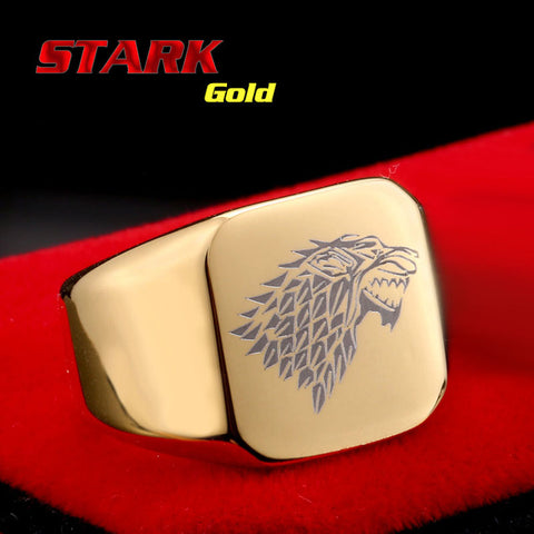BEIER Hight Polished Stainless Steel Jewelry Game Of Thrones House Starks Winterfell Wolf/Dargon Signet Men Ring BR8-274 - Wolfmall