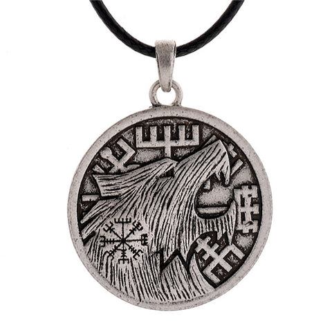1pc Vintage Viking Wolf Head Vegvizir Pendant Necklace Collier za Best Friend Ethnic Necklace - Wolfmall