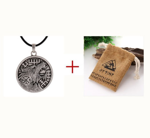 1pc Vintage Viking Wolf Head Vegvizir Pendant Necklace Collier za Best Friend Ethnic Necklace - Wolfmall
