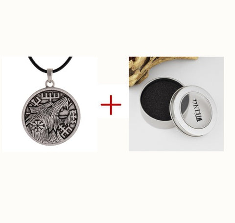 1pc Vintage Viking Wolf Head Vegvizir Pendant Necklace Collier za Best Friend Ethnic Necklace - Wolfmall