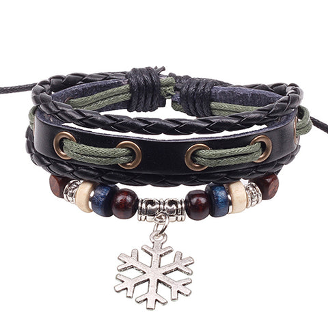Drop Shipping 2017 New Vintage Leather Wood Beads Bracelet Wolf Tooth Pendant Punk Bracelets For Women/Men Jewelry Pulseira - Wolfmall