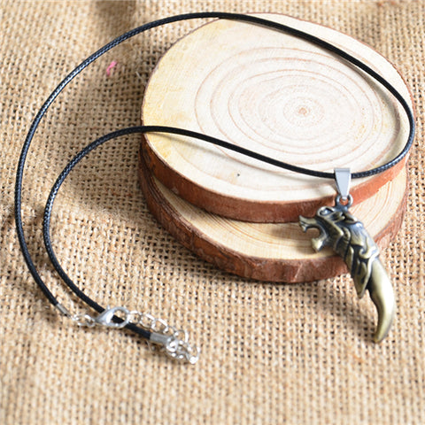 Men Antique Wolf Fang Tooth Pendant Necklace Vintage Wolf Tooth Dragon Alloy Pendant Necklace Fashion Choker Jewelry Gift - Wolfmall