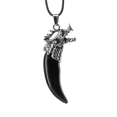 Men Antique Wolf Fang Tooth Pendant Necklace Vintage Wolf Tooth Dragon Alloy Pendant Necklace Fashion Choker Jewelry Gift - Wolfmall