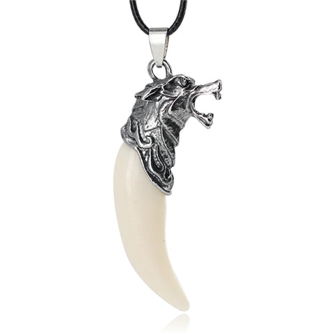 Men Antique Wolf Fang Tooth Pendant Necklace Vintage Wolf Tooth Dragon Alloy Pendant Necklace Fashion Choker Jewelry Gift - Wolfmall