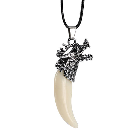 Men Antique Wolf Fang Tooth Pendant Necklace Vintage Wolf Tooth Dragon Alloy Pendant Necklace Fashion Choker Jewelry Gift - Wolfmall