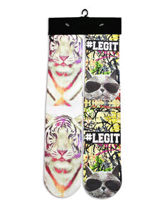 2018 new High Socks 3D printed animal wolf tiger cats long Socks funny harajuku  socks fashion warm brand 3D Sock 1pair - Wolfmall