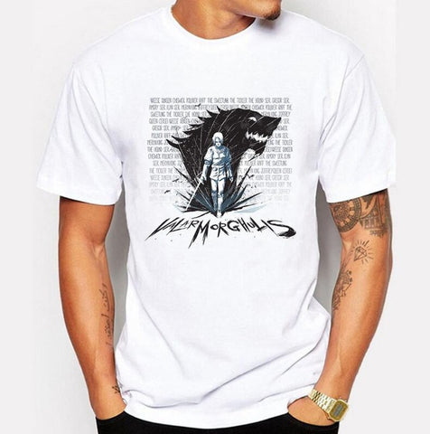 2017 New Game of Thrones T Shirts Creative Swordsman and Wolf Print Tee Shirt For Male Summer Trend Short Sleeve Tshirt Men Tops - Wolfmall