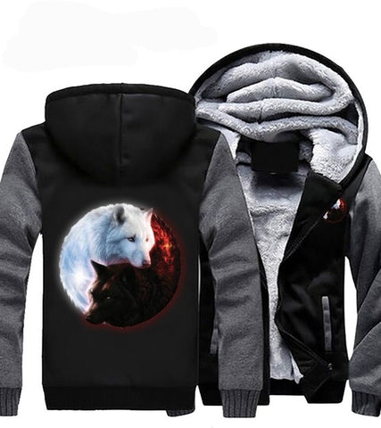 Dropshipping For Men Women Fire Ice wolves Game of Thrones Hoodies Zipper Sweatshirts Jacket Wolf Winter Thicken Coat - Wolfmall
