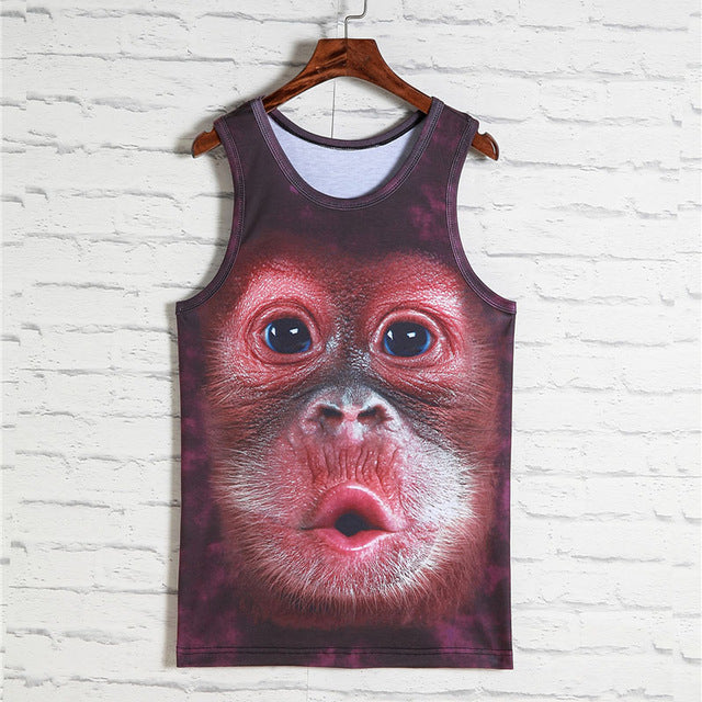 2018 Fashion 3d Animal Print Vest Men Gorilla Monkey Tiger Cat Dog Wolf Hamster Leopard Funny Tank Tops Male Sleeveless T-shirts - Wolfmall