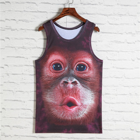 2018 Fashion 3d Animal Print Vest Men Gorilla Monkey Tiger Cat Dog Wolf Hamster Leopard Funny Tank Tops Male Sleeveless T-shirts - Wolfmall