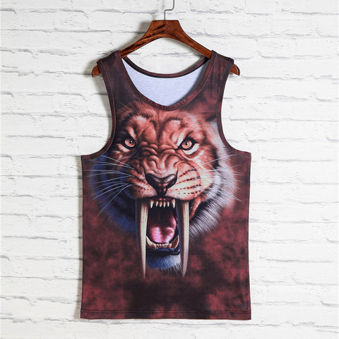 2018 Fashion 3d Animal Print Vest Men Gorilla Monkey Tiger Cat Dog Wolf Hamster Leopard Funny Tank Tops Male Sleeveless T-shirts - Wolfmall
