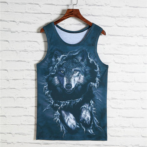 2018 Fashion 3d Animal Print Vest Men Gorilla Monkey Tiger Cat Dog Wolf Hamster Leopard Funny Tank Tops Male Sleeveless T-shirts - Wolfmall