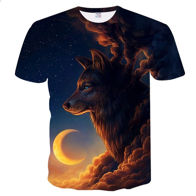 BIANYILONG New Fashion Big yards Brand T-shirt Men/Women Summer 3d Tshirt Print Wolf T shirt Tops Tees - Wolfmall