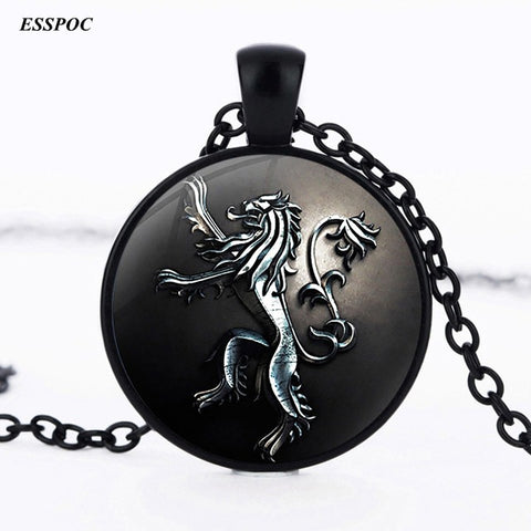 Game of Thrones Necklace All The Family House of Stark Black Wolf Jewelry Gothic Glass Pendant Necklace Jewelry Gift for Kids - Wolfmall