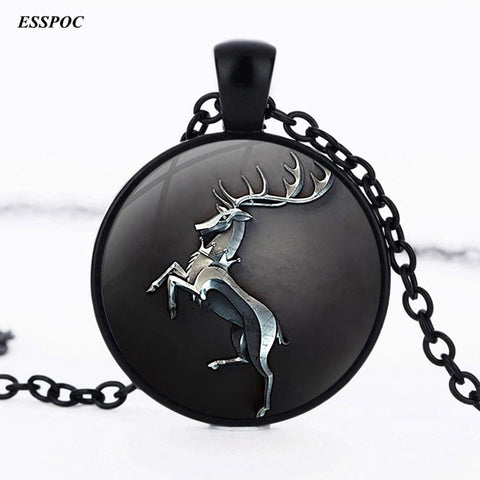 Game of Thrones Necklace All The Family House of Stark Black Wolf Jewelry Gothic Glass Pendant Necklace Jewelry Gift for Kids - Wolfmall