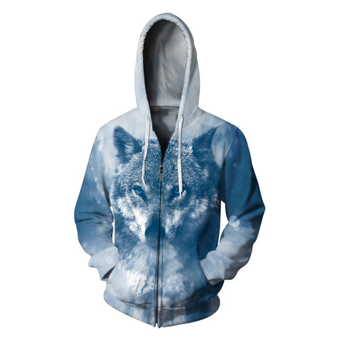 2018 Unisex Winter Zipper 3D Hoodies Wolf Men/Women Fleece Jacket Hoodie Sweatshirt Cool Direwolves Printing Outwear Dropship - Wolfmall