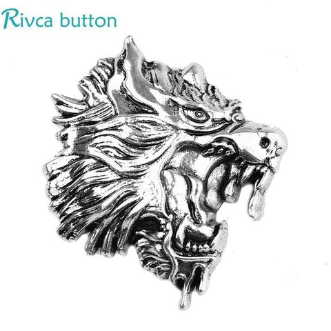 Rivca Snap Button Jewelry Newest DIY 18mm lion tiger leopard wolf Snap Button Fit Charm leather alloy fashion Bracelet jewelery - Wolfmall