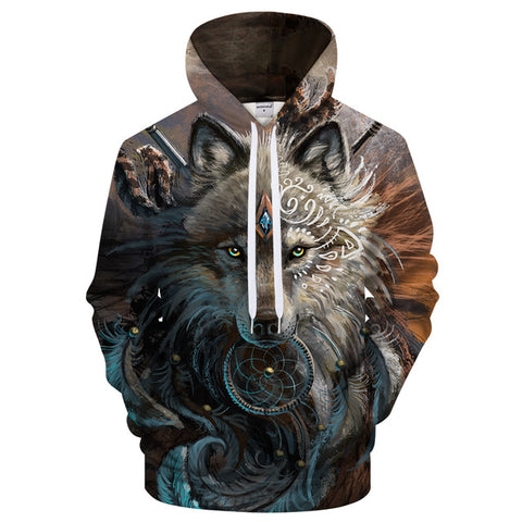 Wolf Warrior by SunimaArt Hoodies Unisex Hooded Sweatshits Drop Ship Animal Hoodie Brand Tracksuits 2018 Pullover Male Coat - Wolfmall