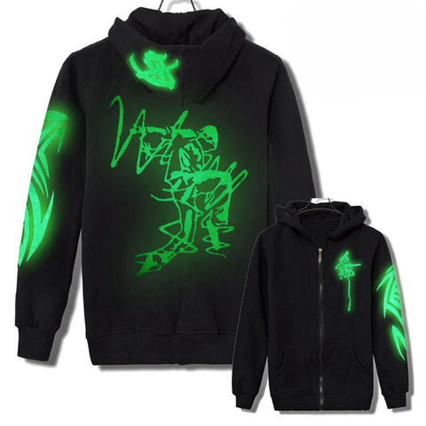 New Spring Antumn Winter Men Women Thin Hoodies Zipper Sweatshirts Unisex Wolf Skeleton Luminous Clothing Light Jackets Tops - Wolfmall