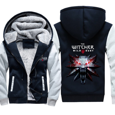Winter Game The Witcher 3 Wild Hunt Wolf Head Printed Hoodies Super Warm Zip Coats Sweatshirts plus size 5XL - Wolfmall
