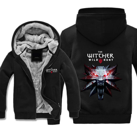 Winter Game The Witcher 3 Wild Hunt Wolf Head Printed Hoodies Super Warm Zip Coats Sweatshirts plus size 5XL - Wolfmall