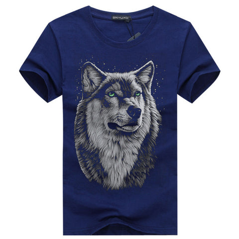 Wolf Men T-Shirt 5XL White T shirt Casual Cotton Printed Cartoon Short Sleeve Tee Shirt Large Size Summer Hot - Wolfmall