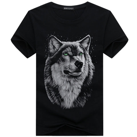 Wolf Men T-Shirt 5XL White T shirt Casual Cotton Printed Cartoon Short Sleeve Tee Shirt Large Size Summer Hot - Wolfmall