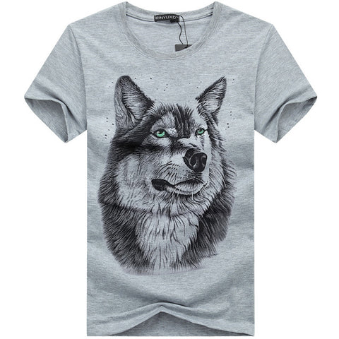 Wolf Men T-Shirt 5XL White T shirt Casual Cotton Printed Cartoon Short Sleeve Tee Shirt Large Size Summer Hot - Wolfmall