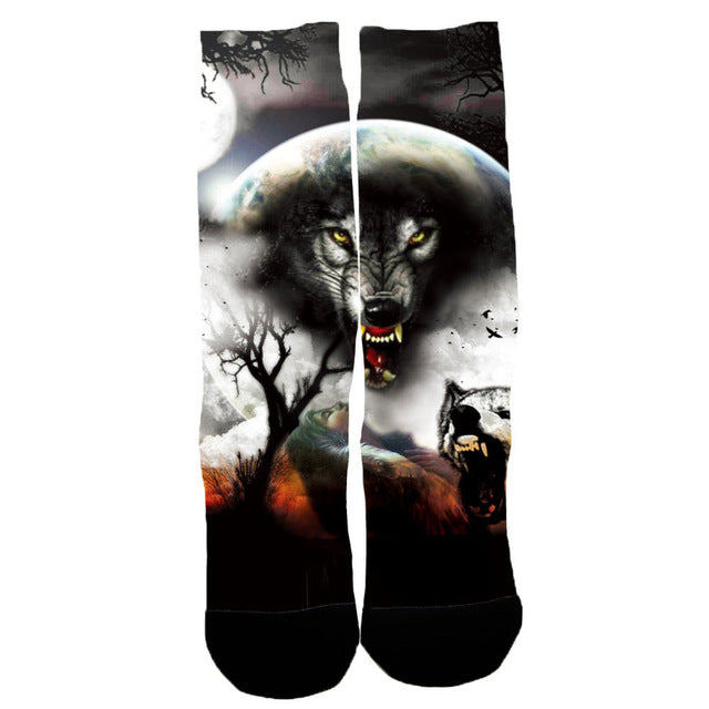 New Design Fashion 3D Ainmal Wolf Printed Socks Casual Men Women Low Cut Ankle Socks Animal Print 3D Harajuku Style Ankle Socks - Wolfmall