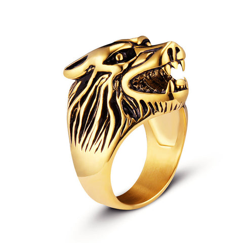 2017 new US 7 to 14 size Steel soldier Drop Ship Fashion Jewelry Super Cool Wolf Rings Stainless Steel Punk Biker Man Ring - Wolfmall