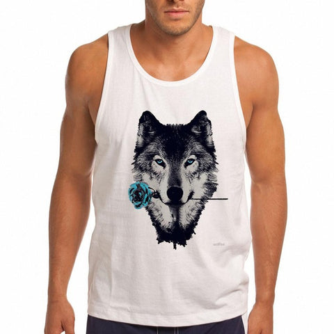Top Brands Street Wear Tank Tops Fitness Summer Mens Vest Basic White Tank Mens Fashion Wolf Print Wear Shirt - Wolfmall