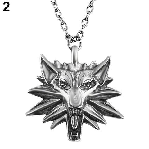 New Arrival Men's Witcher Wizard Zinc Alloy Wolf Head Pendant Wild Hunt Medallion Retro Necklace - Wolfmall