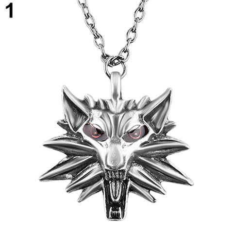 New Arrival Men's Witcher Wizard Zinc Alloy Wolf Head Pendant Wild Hunt Medallion Retro Necklace - Wolfmall