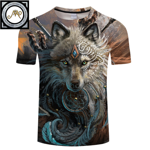 Wolf Warrior by SunimaArt 3D T shirts Men T-shirts New Design Drop Ship Tops Tees Short Sleeve Tshirt Camiseta Summer Animal - Wolfmall