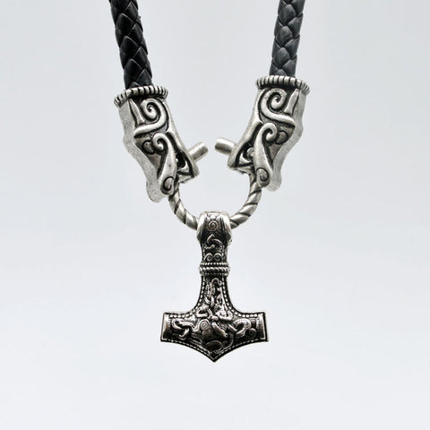 1pcs New Design Viking Necklace Wolf Pendant For Men Medieval Gothic Punk Leather Necklace Norse Viking Jewelry CT654 - Wolfmall