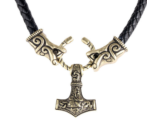 1pcs New Design Viking Necklace Wolf Pendant For Men Medieval Gothic Punk Leather Necklace Norse Viking Jewelry CT654 - Wolfmall