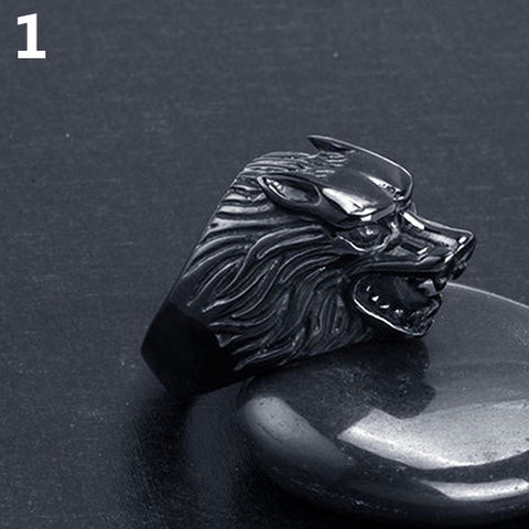 Vintage Wolf Head Tooth Shape Punk Finger Knuckle Cool Men Ring Jewelry - Wolfmall